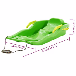 vidaXL Sledge with Brakes Polypropylene Toboggan Ski Snowracer Multi Colours - green