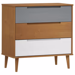 vidaXL Solid Wood Pine Drawer Cabinet MOLDE File Chest Cabinet Multi Colours - brown