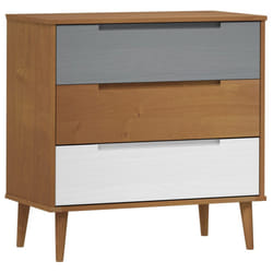vidaXL Solid Wood Pine Drawer Cabinet MOLDE File Chest Cabinet Multi Colours - brown