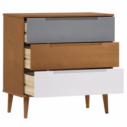 vidaXL Solid Wood Pine Drawer Cabinet MOLDE File Chest Cabinet Multi Colours - brown - Additional view 4