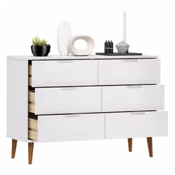 vidaXL Drawer Cabinet MOLDE White 113x40x80 cm Solid Wood Pine - Additional view 2