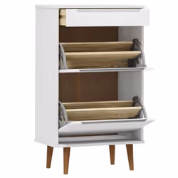 vidaXL Shoe Cabinet Shoe Storage Organiser Rack Shoe Cupboard Solid Wood Pine - white - Additional view 4