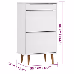 vidaXL Shoe Cabinet Shoe Storage Organiser Rack Shoe Cupboard Solid Wood Pine - white - Additional view 7