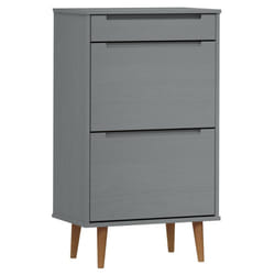 vidaXL Shoe Cabinet Shoe Storage Organiser Rack Shoe Cupboard Solid Wood Pine - grey