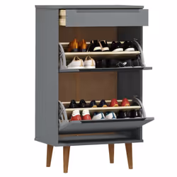 vidaXL Shoe Cabinet Shoe Storage Organiser Rack Shoe Cupboard Solid Wood Pine - grey