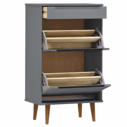 vidaXL Shoe Cabinet Shoe Storage Organiser Rack Shoe Cupboard Solid Wood Pine - grey - Additional view 4