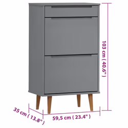 vidaXL Shoe Cabinet Shoe Storage Organiser Rack Shoe Cupboard Solid Wood Pine - grey - Additional view 7