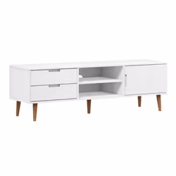 vidaXL TV Cabinet TV Console TV Unit Entertainment Centre Solid Wood Pine - white