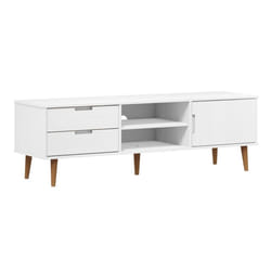 vidaXL TV Cabinet TV Console TV Unit Entertainment Centre Solid Wood Pine - white