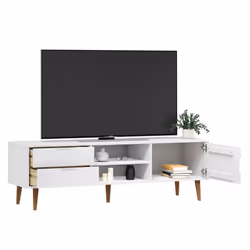 vidaXL TV Cabinet TV Console TV Unit Entertainment Centre Solid Wood Pine - white