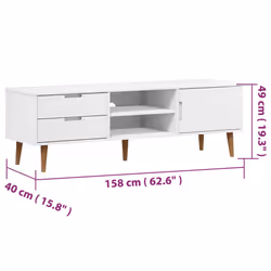 vidaXL TV Cabinet TV Console TV Unit Entertainment Centre Solid Wood Pine - white
