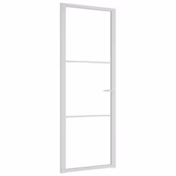 ) vidaXL Interior Door ESG Glass and Aluminium Bedroom Door Indoor Inner Door - White and transparent, 76 x 201.5 cm (W x H