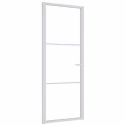 ) vidaXL Interior Door ESG Glass and Aluminium Bedroom Door Indoor Inner Door - White and transparent, 83 x 201.5 cm (W x H