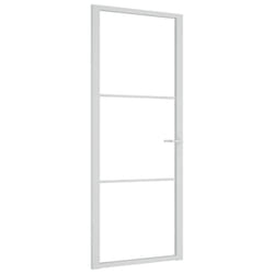 ) vidaXL Interior Door ESG Glass and Aluminium Bedroom Door Indoor Inner Door - White and transparent, 83 x 201.5 cm (W x H