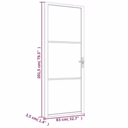 ) vidaXL Interior Door ESG Glass and Aluminium Bedroom Door Indoor Inner Door - White and transparent, 83 x 201.5 cm (W x H