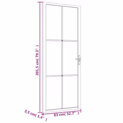 ) vidaXL Interior Door ESG Glass and Aluminium Bedroom Door Indoor Inner Door - White and transparent, 83 x 201.5 cm (W x H - Additional view 4