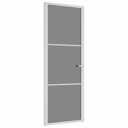 ) vidaXL Interior Door ESG Glass and Aluminium Bedroom Door Indoor Inner Door - White and dark transparent, 76 x 201.5 cm (W ...