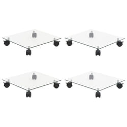 vidaXL 4x Plant Rollers Tempered Glass Square Plant Pot Carrier Flower Stand