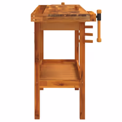 vidaXL Solid Wood Acacia Workbench with Drawer & Vices 124x52x83 cm Workbench - Additional view 4