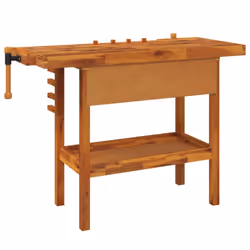vidaXL Solid Wood Acacia Workbench with Drawer & Vices 124x52x83 cm Workbench - Additional view 5