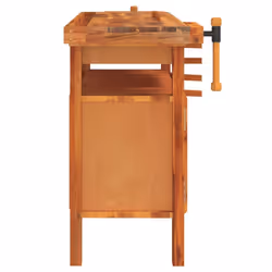 vidaXL Solid Wood Acacia Workbench with Drawer and Vices Wooden Work Table - Additional view 4