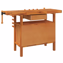vidaXL Solid Wood Acacia Workbench with Drawer and Vices Wooden Work Table - Additional view 5