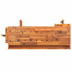 vidaXL Solid Wood Acacia Workbench with Drawer and Vices Wooden Work Table - Additional view 6