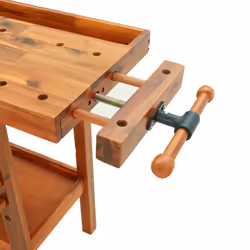 vidaXL Solid Wood Acacia Workbench with Drawer and Vices Wooden Work Table - Additional view 7