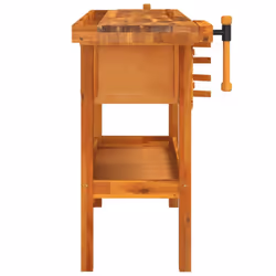vidaXL Solid Wood Acacia Workbench with Drawers and Vices Wooden Work Table - Additional view 4