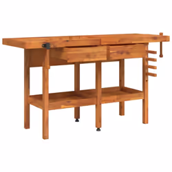 vidaXL Workbench with Drawers and Vices Workshop Craft Table Solid Wood Acacia - without cabinet