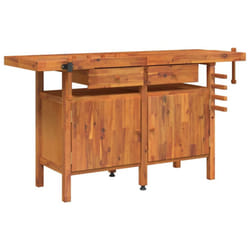 vidaXL Workbench with Drawers and Vices Workshop Craft Table Solid Wood Acacia - with cabinet