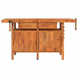 vidaXL Workbench with Drawers and Vices Workshop Craft Table Solid Wood Acacia - with cabinet