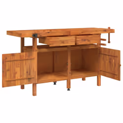 vidaXL Workbench with Drawers and Vices Workshop Craft Table Solid Wood Acacia - with cabinet - Additional view 5