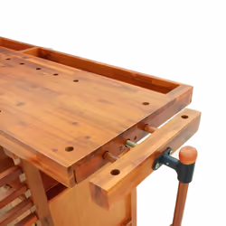 vidaXL Workbench with Drawers and Vices Workshop Craft Table Solid Wood Acacia - with cabinet - Additional view 7