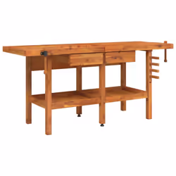 vidaXL Workbench with Drawers and Vices Workshop Craft Table Solid Wood Acacia - without cabinet