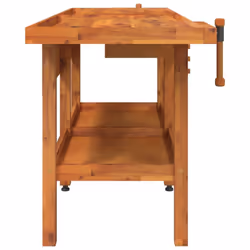 vidaXL Workbench with Drawers and Vices Workshop Craft Table Solid Wood Acacia - without cabinet - Additional view 4