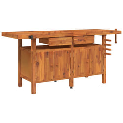 vidaXL Workbench with Drawers and Vices Workshop Craft Table Solid Wood Acacia - with cabinet