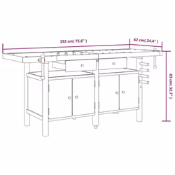 vidaXL Workbench with Drawers and Vices Workshop Craft Table Solid Wood Acacia - with cabinet - Additional view 9