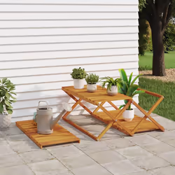 vidaXL Solid Wood Acacia 3-Tier Folding Shelf Brown 70x31x63 cm Shoe Rack - Additional view 2