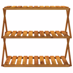 vidaXL Solid Wood Acacia 3-Tier Folding Shelf Brown 70x31x63 cm Shoe Rack - Additional view 3