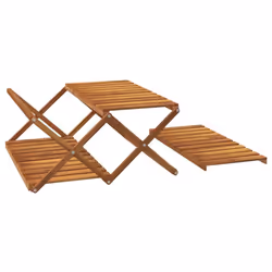 vidaXL Solid Wood Acacia 3-Tier Folding Shelf Brown 70x31x63 cm Shoe Rack - Additional view 5