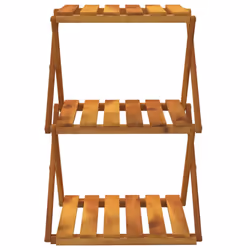 vidaXL Solid Wood Acacia 3-Tier Folding Shelf Brown 43x31x63 cm Shoe Rack