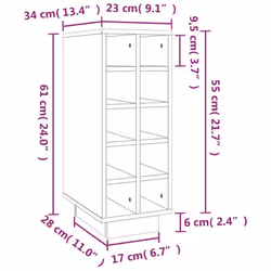 vidaXL Wine Cabinet Wooden Wine Rack Drinks Whisky Cabinet Solid Wood Pine - White - Additional view 7