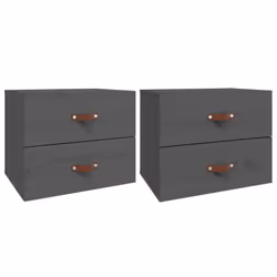 vidaXL 1/2x Wall-mounted Bedside Cabinet Floating Bedside Unit Multi Colours - Grey, 2