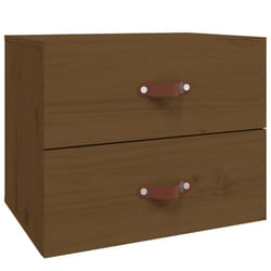 vidaXL 1/2x Wall-mounted Bedside Cabinet Floating Bedside Unit Multi Colours - Honey brown, 1