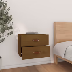 vidaXL 1/2x Wall-mounted Bedside Cabinet Floating Bedside Unit Multi Colours - Honey brown, 1