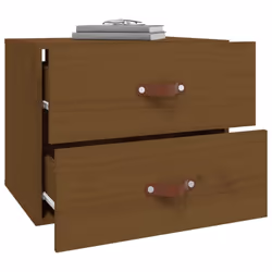 vidaXL 1/2x Wall-mounted Bedside Cabinet Floating Bedside Unit Multi Colours - Honey brown, 1 - Additional view 4