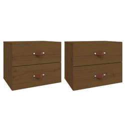 vidaXL 1/2x Wall-mounted Bedside Cabinet Floating Bedside Unit Multi Colours - Honey brown, 2