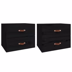 vidaXL 1/2x Wall-mounted Bedside Cabinet Floating Bedside Unit Multi Colours - Black, 2