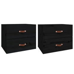 vidaXL 1/2x Wall-mounted Bedside Cabinet Floating Bedside Unit Multi Colours - Black, 2